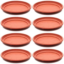 8 Pack Round Plastic Plant Saucer Drip Trays, Terracotta Planter Base (12 Inch)