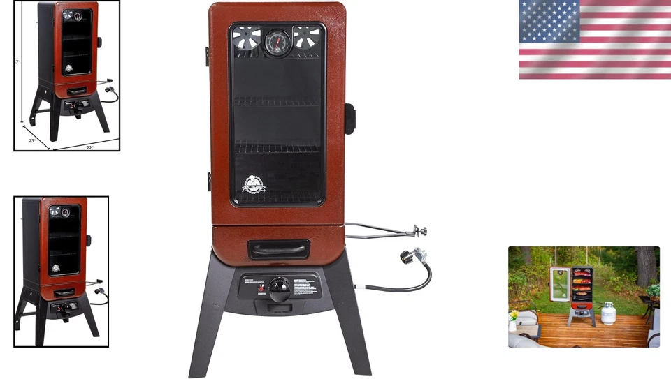 Ahumador vertical de gas acero inoxidable 880 pulgadas cuadradas propano Foto 2 de 4