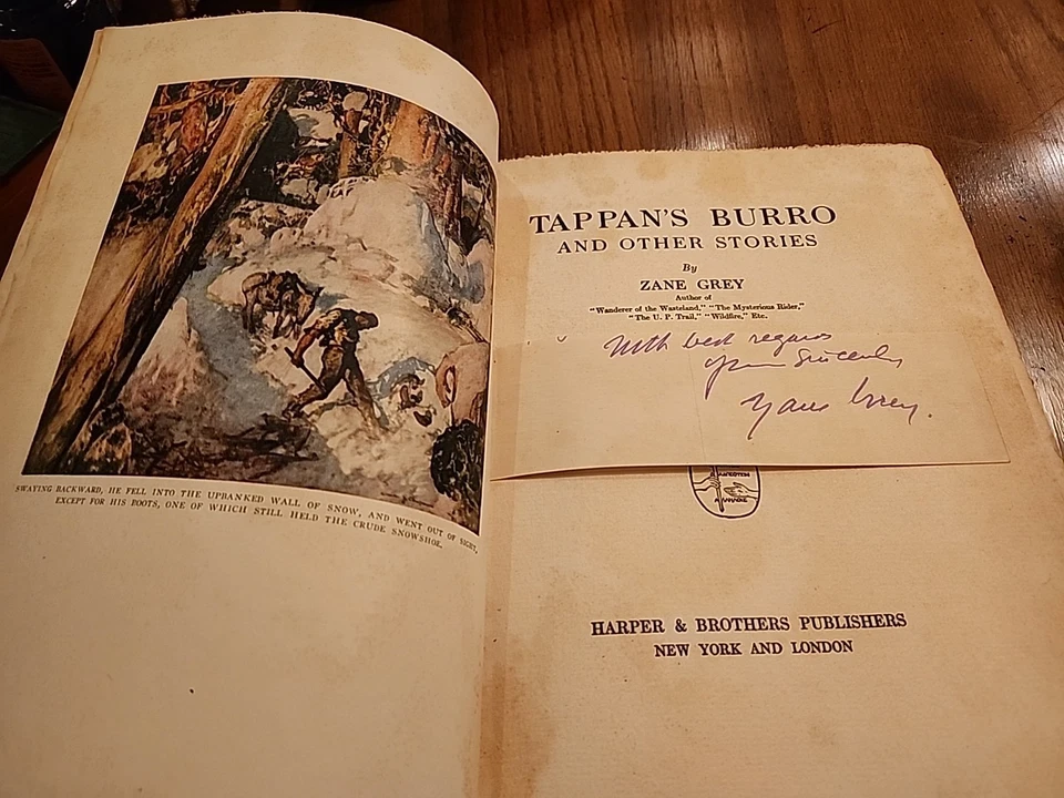 Signed 1st Edition Tappan's Burro and Other Stories by Zane Grey 1923 - Image 2 of 4