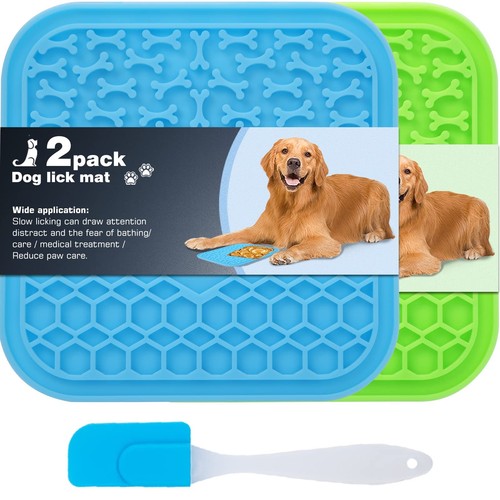 2 Pack Lick Mat for Dogs and Cats, Dog Slow Feeder Dowl Mat for Bathing Groom...