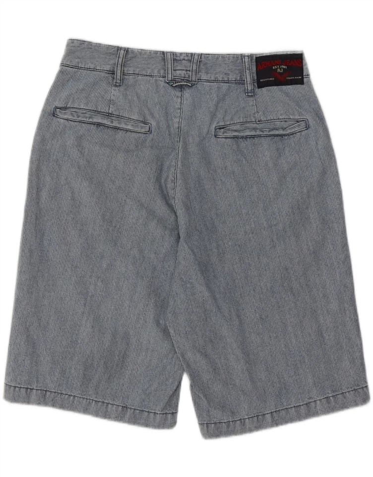 ARMANI Mens Casual Shorts EU 44 XS W28  Blue Pinstripe Cotton AU01 - Image 2 of 4