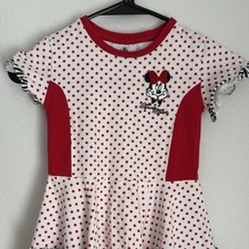 Disney Parks Girl XS Minnie Mouse Polka Dot Dress Red White Black Ruffles