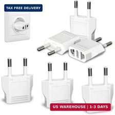 6 Pack European Travel Plug Adapter, US to Europe Type C- 6 White