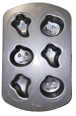 Wilton Halloween Mini Cake Pan 3 Pumpkins/Jack O Lantern & 3 Ghosts NWOT