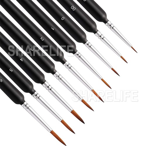 9 Pcs Artist Paint Brush Sable Hair Detail Miniature Brush Painting Brushes Set - Picture 7 of 9
