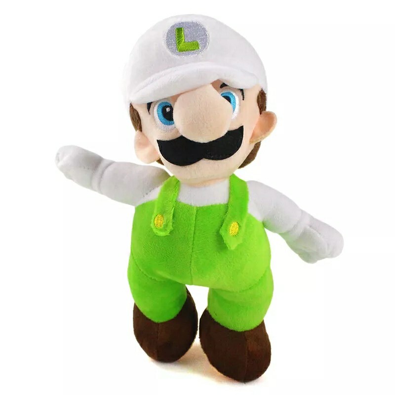 Peluche Luigi fleur de feu Super Mario doudou enfant de 25 cm en coton doux
