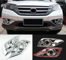 Chrome For Honda Crv 2012-2014 Front Fog Light Lamp Cover Trim Moulding 2pcs New
