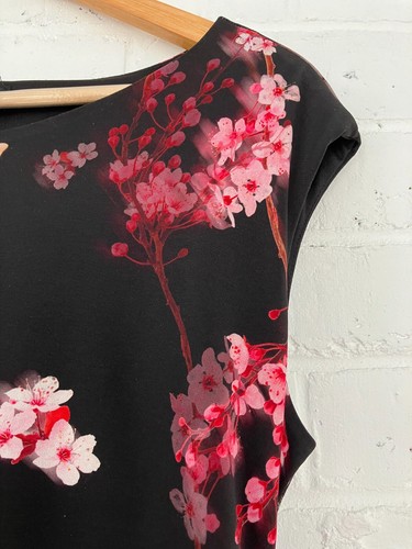 WALLIS Dress Size Medium 12 Black Floral Print Stretch Womens - Picture 3 of 7