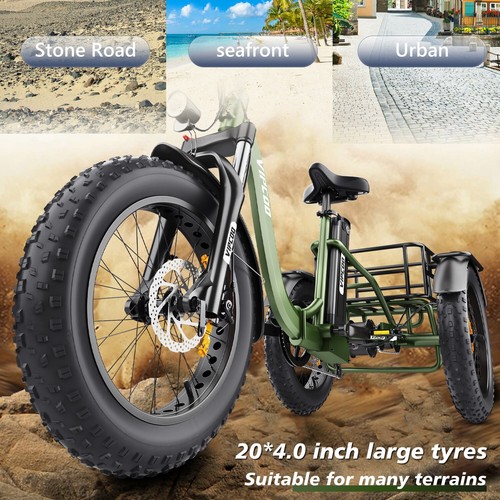 VIPCOO(Hidoes) ET1 Folding E-Tricycle 75OWatts Motor 48V E-Cargo Bike - Picture 16 of 24