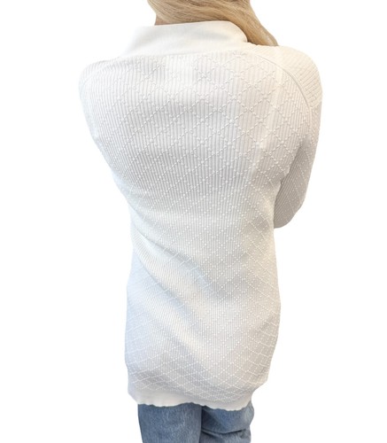 CHANEL Vintage 13P CC Mark Logo Knit Cardigan #36 White Cream Cotton Button - Picture 4 of 11