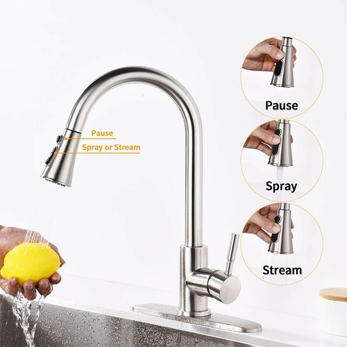 Eingriffiger Küchenspülenwasserhahn mit Deckteller gebürstetes Nickel - Bild 4 von 7