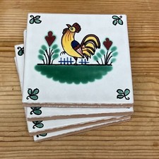 Set of 4 Vintage Mexican Ceramic Tile Coaster...