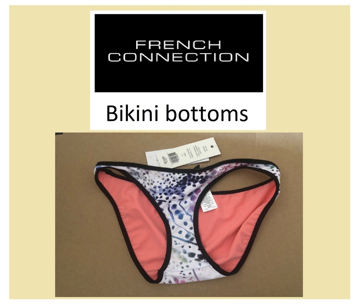 Bikini bottoms FRENCH CONNECTION FCUK white multi swimwear swim