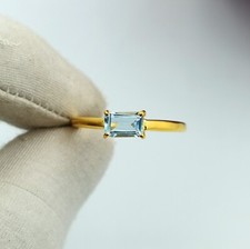 Blue Topaz Gemstone Ring 925 Sterling Silver Stack Ring Dainty Minimalist Ring