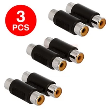 3 Pack 2 RCA Coupler Double RCA Female to Female Inline Adapter Stereo Audio