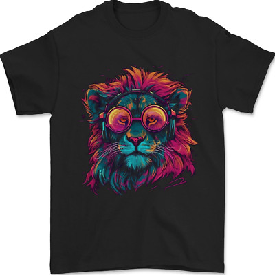A Retrowave Löwe Herren Maglietta 100% Baumwolle