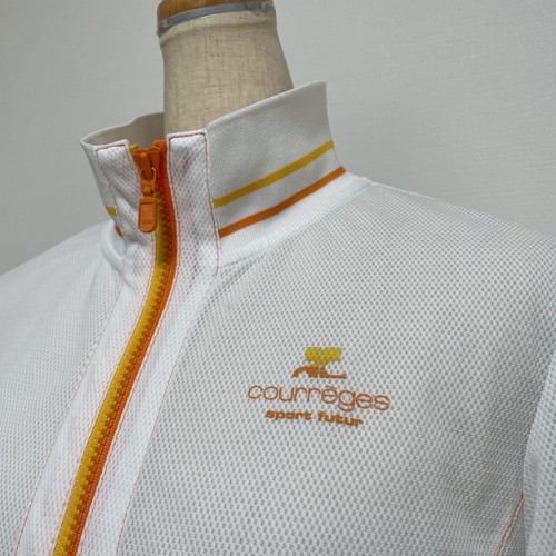 Courreges Logo Zipper Mesh Jersey White Woman Size 38 XS/S Sport Stretch Japan - Picture 5 of 15