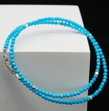 A  Beautiful Turquoise Faceted Round Gemstone Beads 3-4MM Choker Necklaces 18''