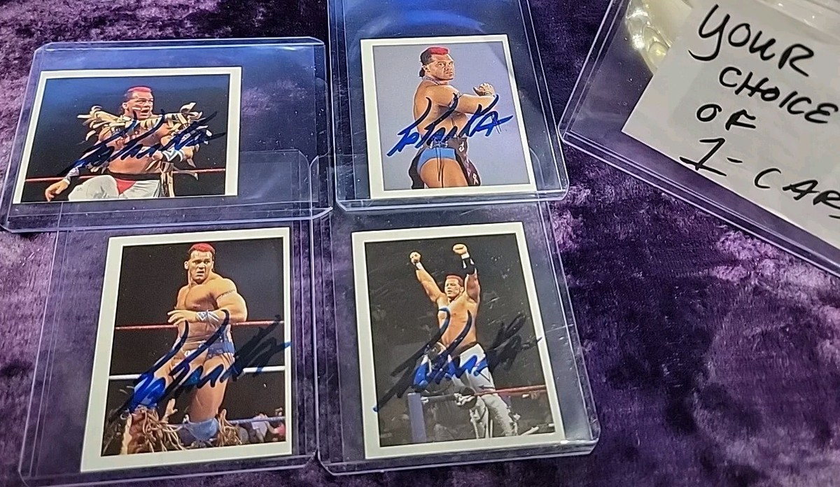 🦬Signed On Sticker Card Tatanka Autograph WWF Merlin Wrestling