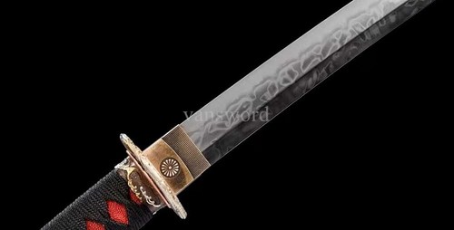 Katana japonesa 皆烧 Hitatsura Hamon T10 acero arcilla espada templada latón rojo Tsuba - Imagen 6 de 14