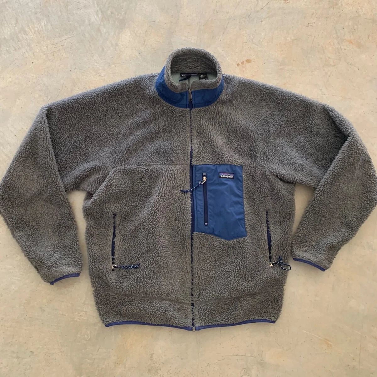 Vintage Patagonia Retro X Deep Pile Fleece USA 90s Jacket Grey blue oatmeal XL