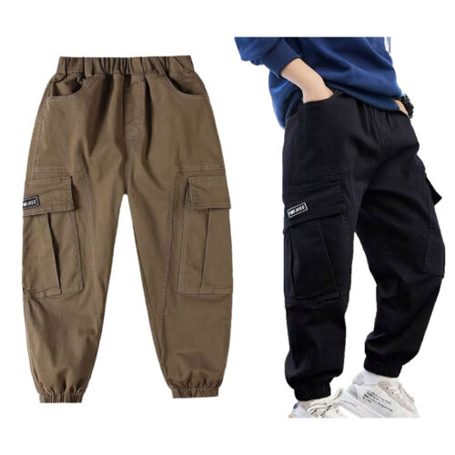 Kids Boy's Sweatpants Sports Cargo Pants Dance Trousers Casual Bottoms Street - Picture 1 of 34