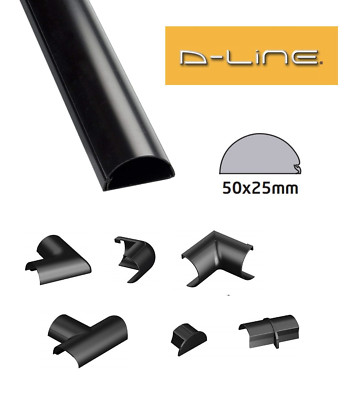 D-Line 50 mm x 25 mm schwarz Maxi-Kanalverbinder PVC Kabelmanagement