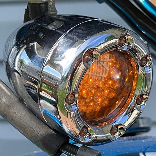 Eagle Lights 2" Harley LED señales de giro delanteras blanco funcionamiento DRL anillo de ajuste cromado Foto 2 de 4