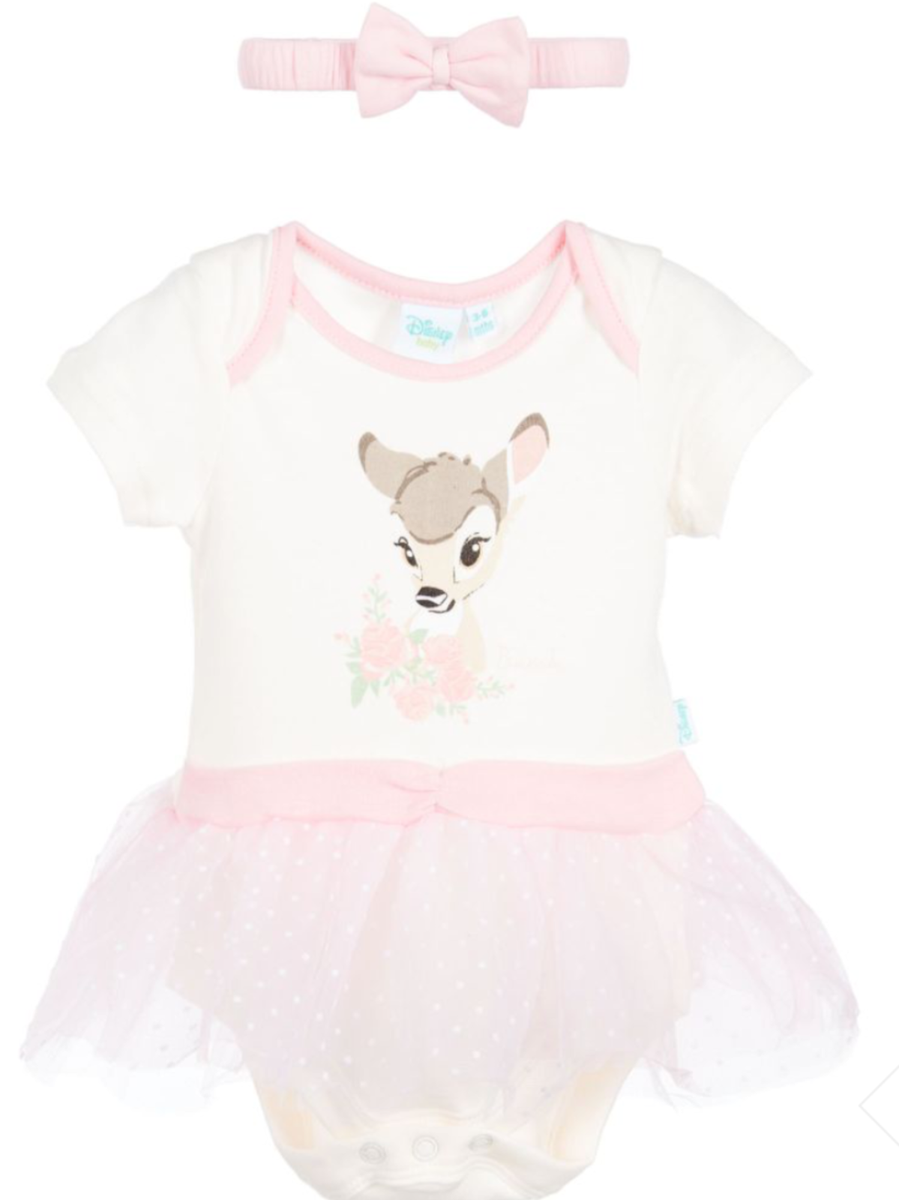 DISNEY BAMBI Tutu bodysuit pink skirt, ivory body 9-12 months 9-10