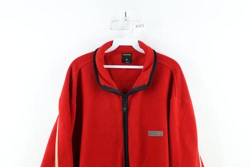 Vintage 90s Nautica Competition Mens XL Spell Out Full Zip Fleece Jacket Red USA - Picture 2 of 13
