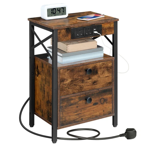 HOOBRO Side Table Coffee Table End Table NightStand Bedside Table with 2 Drawers - Picture 8 of 36
