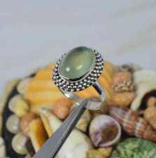 Natural Green Prehnite Gemstone Ring-925 Sterling Silver Handmade Jewelry Gift