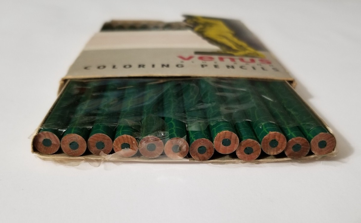 VENUS BLUE BAND 12 VINTAGE PENCILS GREEN COLOR COLORING OG ART