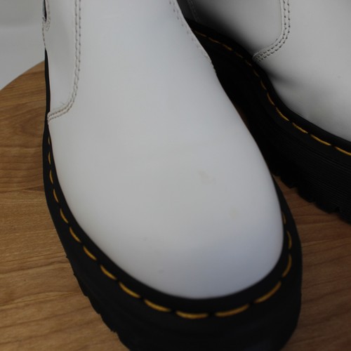 Dr Martens Boots Womens 7 Quad Smooth Leather Platform Chelsea White Punk Grunge - Picture 4 of 13
