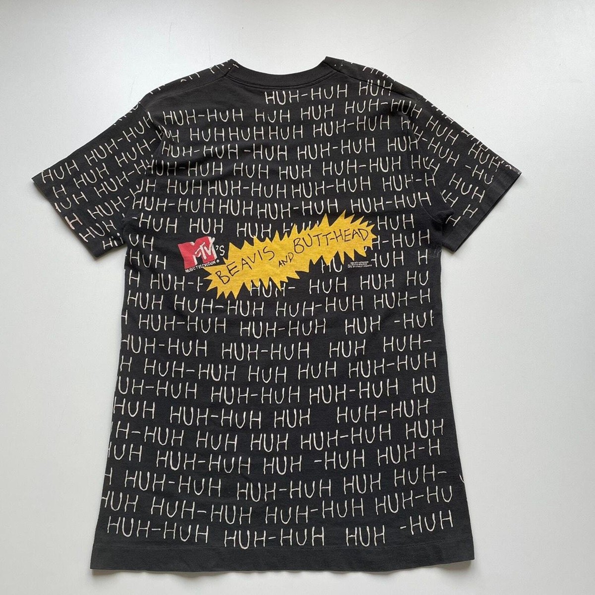 Vintage 1993 MTV Beavis And Butthead HUH HUH All Over Print T