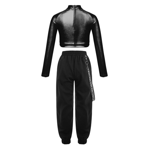 Girls Outfit Sequin Clothing Set With Metal Chain Tracksuit Long Sleeve Jazz - Picture 31 of 84