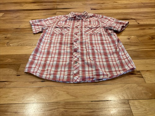 Mountain Khakis Mens Medium Red Plaid Snap Button Up Short Sleeve Shirt Rodeo - Picture 8 of 12