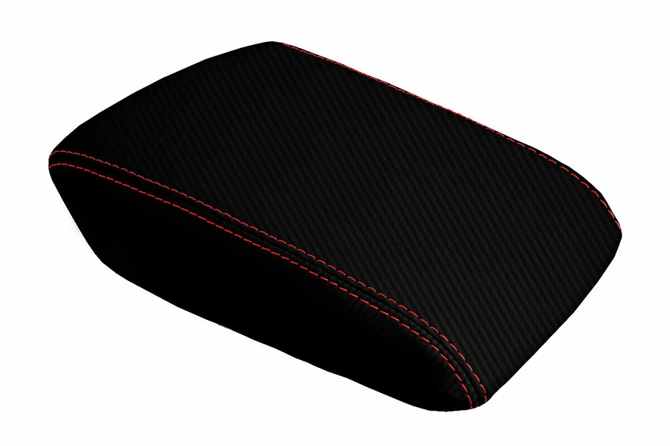 Tapa de consola reposabrazos cubierta de fibra de carbono para Acura TL 2004-2008 puntada roja Foto 2 de 4