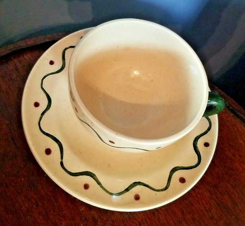 California Provincial by Metlox Poppytrail Green Rooster Flat Cup & Saucer Set - Picture 2 of 5
