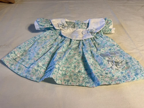 VTG 1987 COLECO/CABBAGE PATCH PINK, BLUE PASTEL FLORAL DRESS W/EMBELLISHMENTS KT