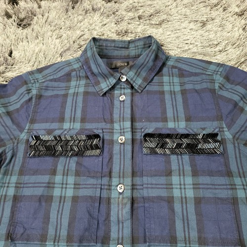 J. Crew Hemd Damen 0 Petite grün blau kariert Baumwolle Langarm Knopfleiste - Bild 2 von 18