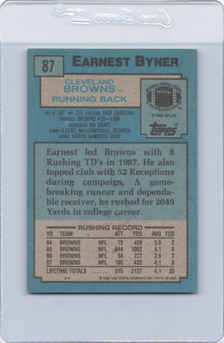 1988 Topps #87 Earnest Byner Browns Signed Auto *K6005 - Picture 2 of 2