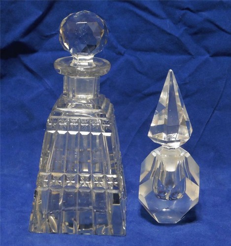 2 I.W. Botellas de perfume transparentes de vidrio cortado en arroz - Imagen 2 de 9