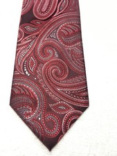DAVID TAYLOR MENS TIE BURGUNDY GRAY RED PAISLEY 3.25 X 60 NWOT