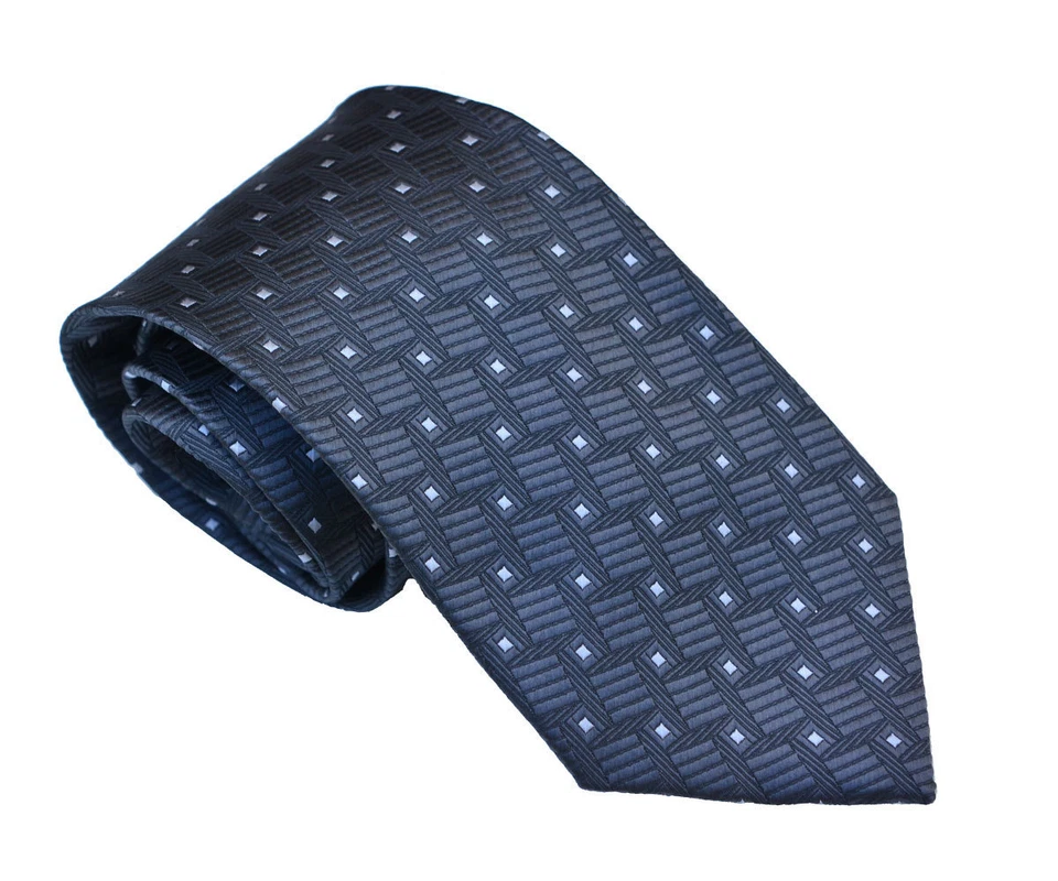 Мужской светло-зеленый и черный полосатый тканый галстук - Изображение 3 из 4