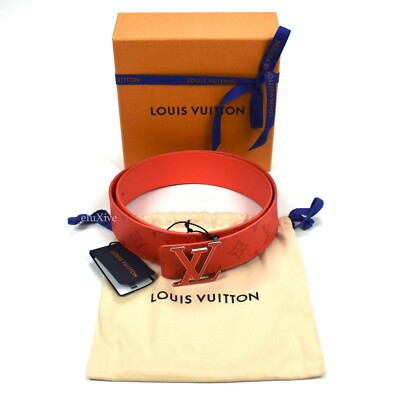 NWT Louis Vuitton Red Monogram LV Initiales Logo Buckle Belt