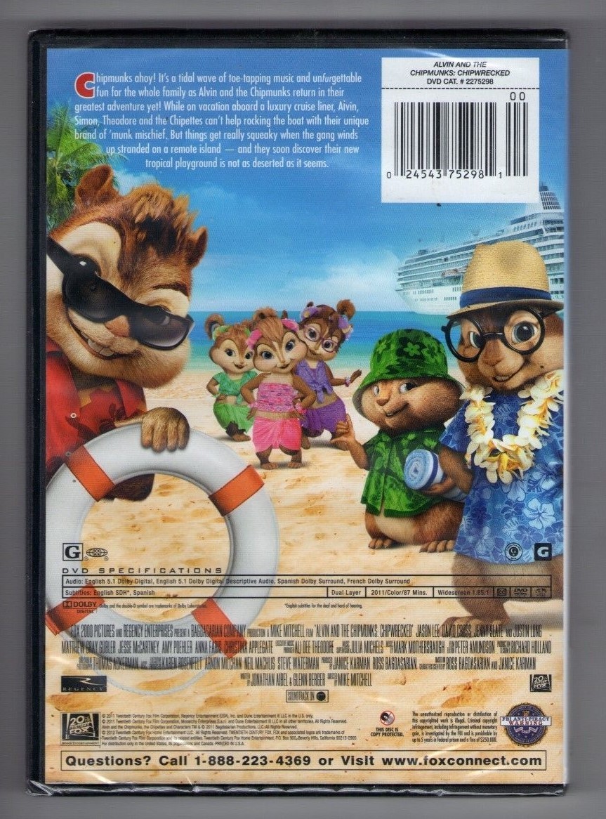 ALVIN AND THE CHIPMUNKS CHIPWRECKED new dvd JASON LEE JENNY SLATE