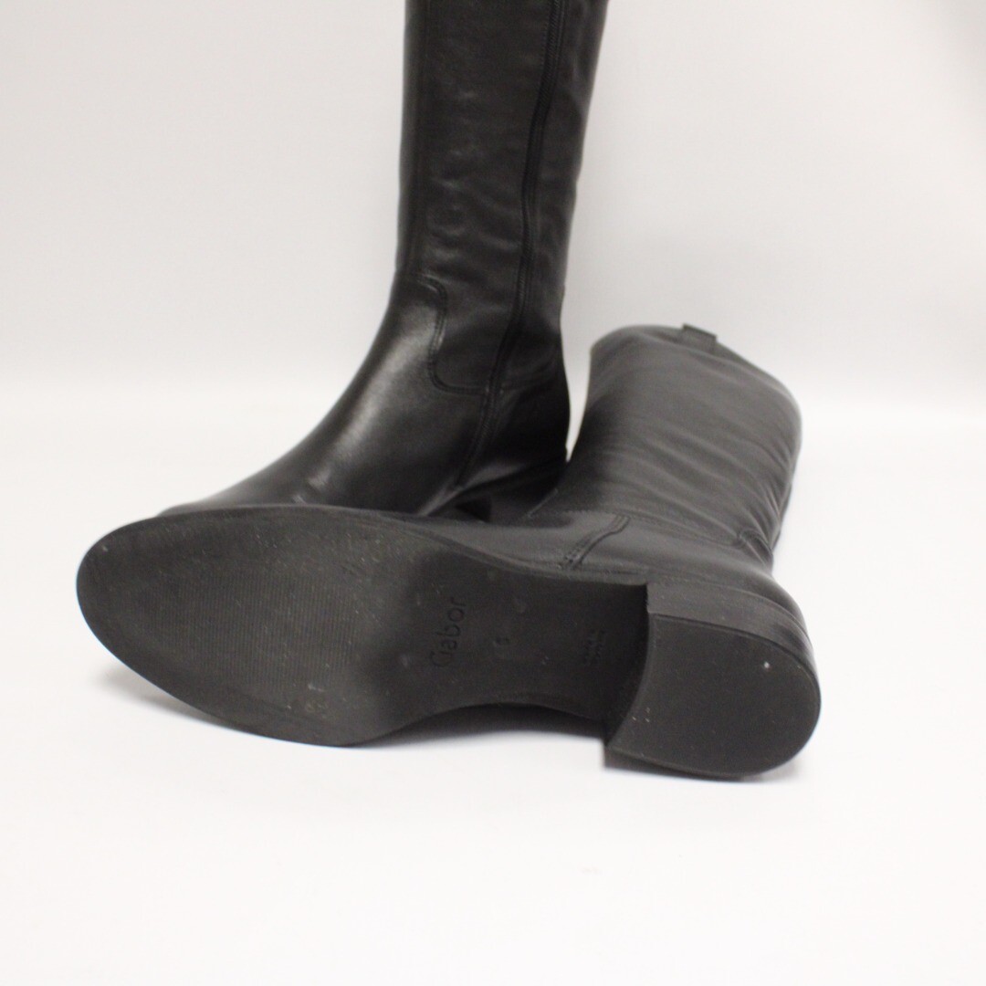 Womens GABOR Black Leather Zip Up Tall Riding Boots Size UK 6 EU 39