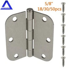 3.5" Satin Nickel Interior Door Hinges With 5/8" Radius Corners 18-50 Pack New