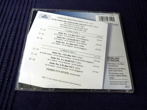 CD BACH 6 Suites Solo Cello Pierre Fournier Deutsche Grammophon ARCHIV DG 1961 - Bild 4 von 4